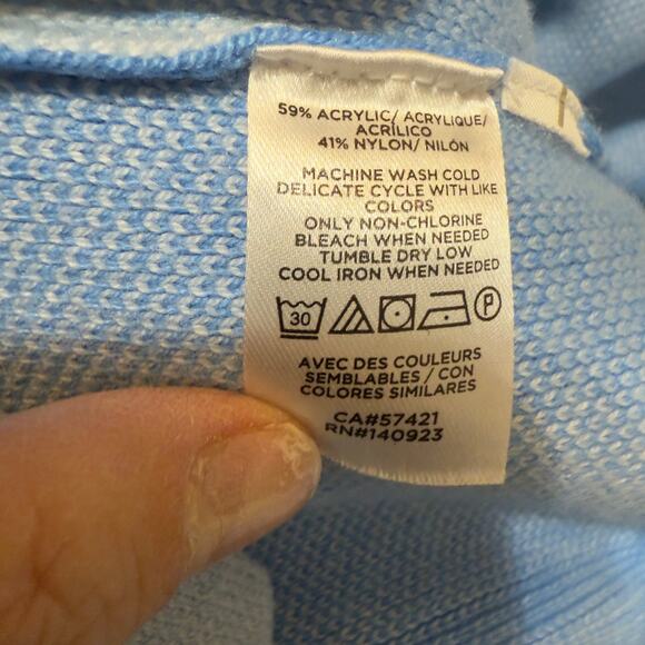 Loft Women's Size M Mockneck Blue Windowpane Long Sleeve Sweater #3459 - Picture 7 of 8